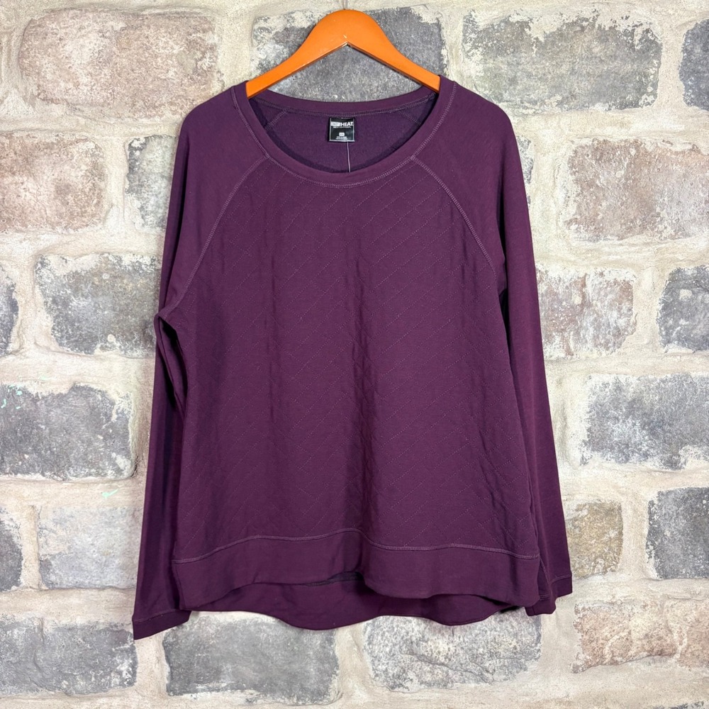32 Degrees‎ Heat Women's XXL Plum Purple Quilted Front Thermal Long Sleeve Tee